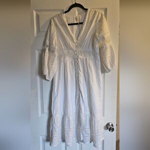 White Lace Button-Down Anthropologie Dress